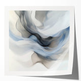 Fluid Abstract Wall Art – Ethereal Flow in Soft Gray & Blue Tones