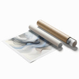 Fluid Abstract Wall Art – Ethereal Flow in Soft Gray & Blue Tones