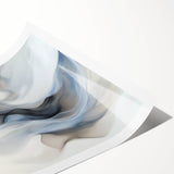 Fluid Abstract Wall Art – Ethereal Flow in Soft Gray & Blue Tones