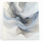 Fluid Abstract Wall Art – Ethereal Flow in Soft Gray & Blue Tones