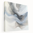 Fluid Abstract Wall Art – Ethereal Flow in Soft Gray & Blue Tones