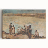 Expressionist Art - Serene River Scene with Human Figures