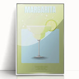 Art deco poster of food and drinks in muted colors on white acrylic, ideal for modern kitchen decor.