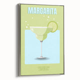 Landscape art painting on framed canvas depicting a vintage poster of colorful drinks.