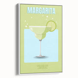 Vintage poster art of colorful food and drinks on a large framed canvas, ideal for living room decor.