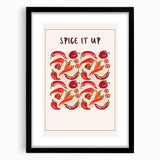 Extra large abstract art print featuring textured, colorful fruits on a black framed canvas, ideal for living room decor.