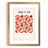 Extra large wall art featuring abstract fruit designs in vibrant colors, framed in gold, ideal for living room decor.