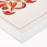 Art deco poster featuring an assortment of colorful fruits on a rolled canvas, suitable for dining room wall art.