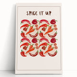 Black and white photograph of assorted fruits on a stretched canvas, ideal for kitchen wall art.