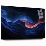 Acrylic landscape art piece depicting vibrant canyons in rich earth tones, showcasing a side view without pins, ideal for modern home decor.