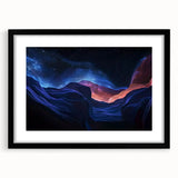 Black-framed landscape print showcasing vibrant canyon scenery with rich colors and intricate details, ideal for home decor and art enthusiasts.