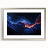 Landscape wall art featuring a silver-framed canyon scene with a mat, showcasing vibrant colors and intricate details, perfect for home decor and art enthusiasts.