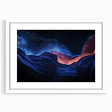 Landscape artwork of canyons framed with a white mat, showcasing vibrant colors and intricate details, perfect for home decor or office spaces. The design captures the beauty of nature, enhancing any room's ambiance.