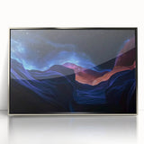 Framed acrylic artwork titled "Landscape Canyons," featuring vibrant colors and intricate details of canyon scenery. Ideal for modern home decor, enhancing living spaces.