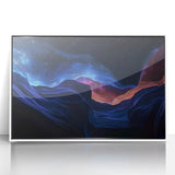 Framed acrylic artwork depicting a stunning landscape of canyons with vibrant colors, featuring a sleek white frame that enhances any modern decor setting. Ideal for nature lovers and home aesthetics.