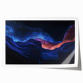 Stunning rolled landscape print showcasing vibrant canyons in rich hues of orange and blue, perfect for home decor or art enthusiasts, packaged securely in a protective tube.