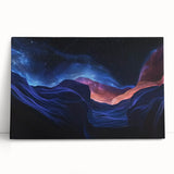 Stretched canvas artwork depicting a vibrant landscape of canyons with rich colors and intricate details, ideal for enhancing home decor and artwork collections.