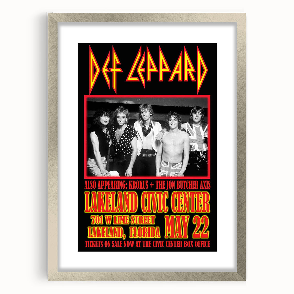 Def Leppard 1980s Concert Poster - Vintage Lakeland Art