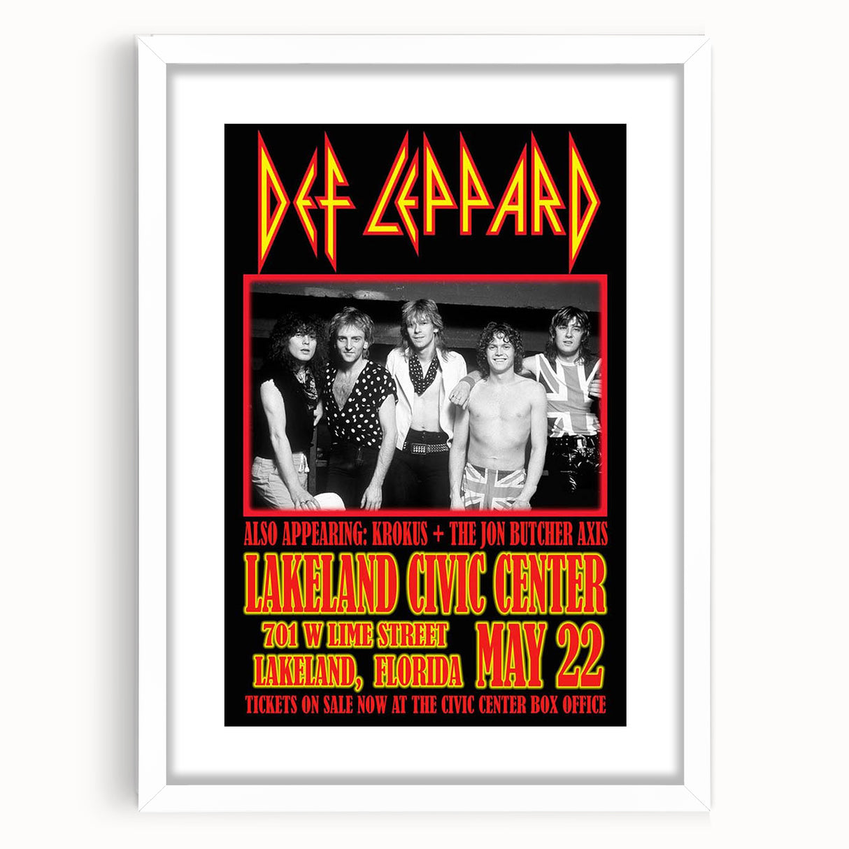 Def Leppard 1980s Concert Poster - Vintage Lakeland Art