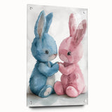 Adorable Bunny Duo - Kids Room Wall Art Canvas and Framed Options