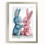 Adorable Bunny Duo - Kids Room Wall Art Canvas and Framed Options