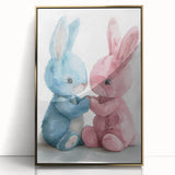 Adorable Bunny Duo - Kids Room Wall Art Canvas and Framed Options