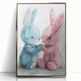 Adorable Bunny Duo - Kids Room Wall Art Canvas and Framed Options