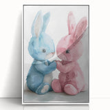 Adorable Bunny Duo - Kids Room Wall Art Canvas and Framed Options
