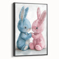 Adorable Bunny Duo - Kids Room Wall Art Canvas and Framed Options