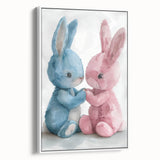 Adorable Bunny Duo - Kids Room Wall Art Canvas and Framed Options