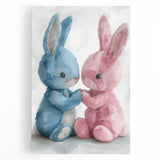 Adorable Bunny Duo - Kids Room Wall Art Canvas and Framed Options