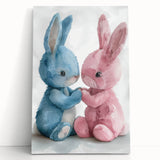 Adorable Bunny Duo - Kids Room Wall Art Canvas and Framed Options