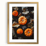 Extra large abstract art print in a gold frame, featuring textured autumnal hues, ideal for living room decor.