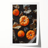 Extra large rolled print of a floral art design in autumn hues, suitable as art wall dining room decor.