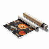 Extra large rolled print featuring a muted floral design in autumn tones, ideal for classy bathroom wall art.