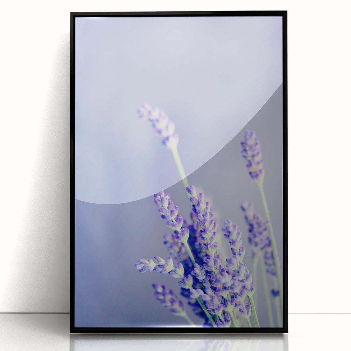 Large abstract wall art featuring spring-themed colors in mid-century modernist style, framed in black acrylic.