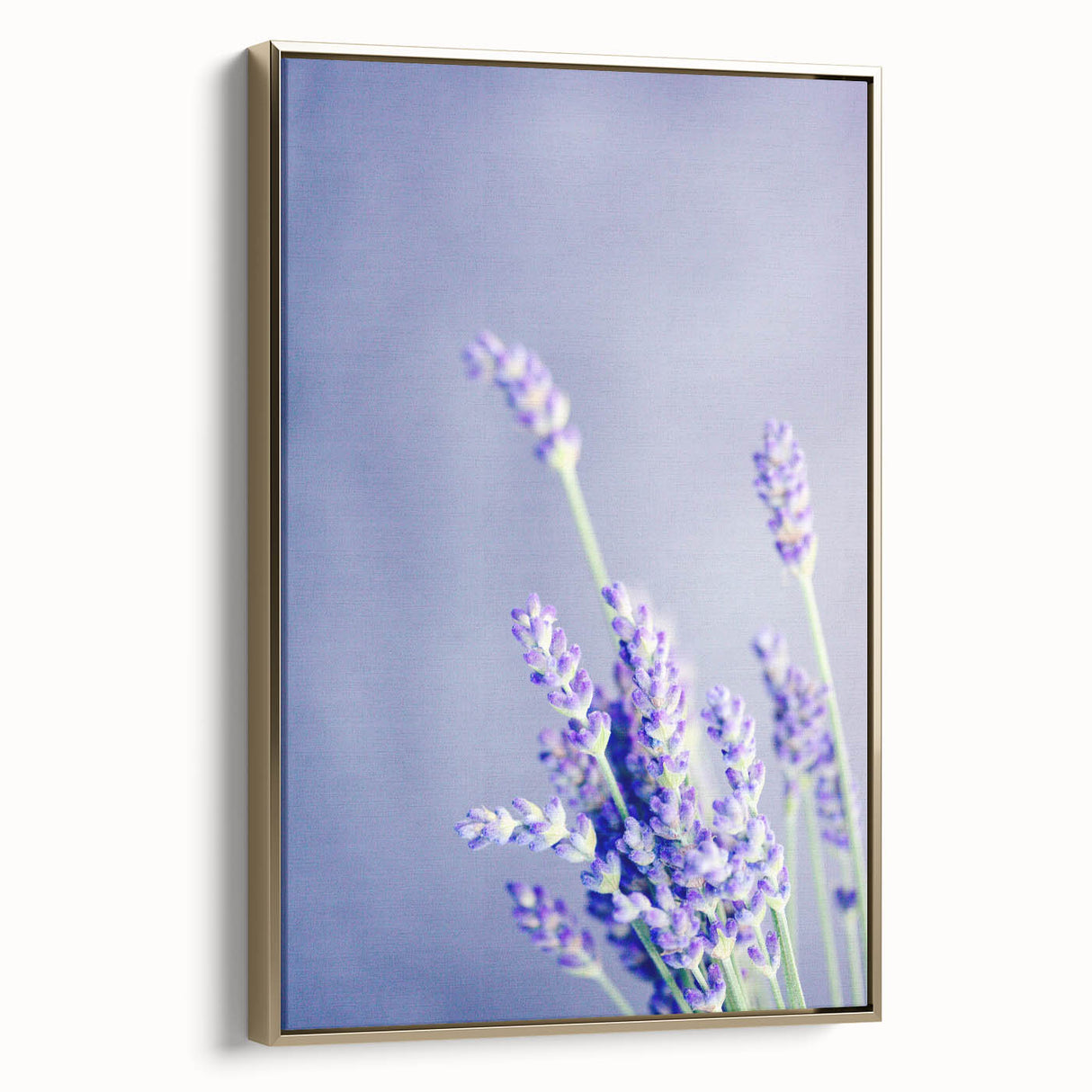 Framed canvas depicting a vintage spring landscape with lush greenery and soft blue skies, ideal for bedroom wall art.