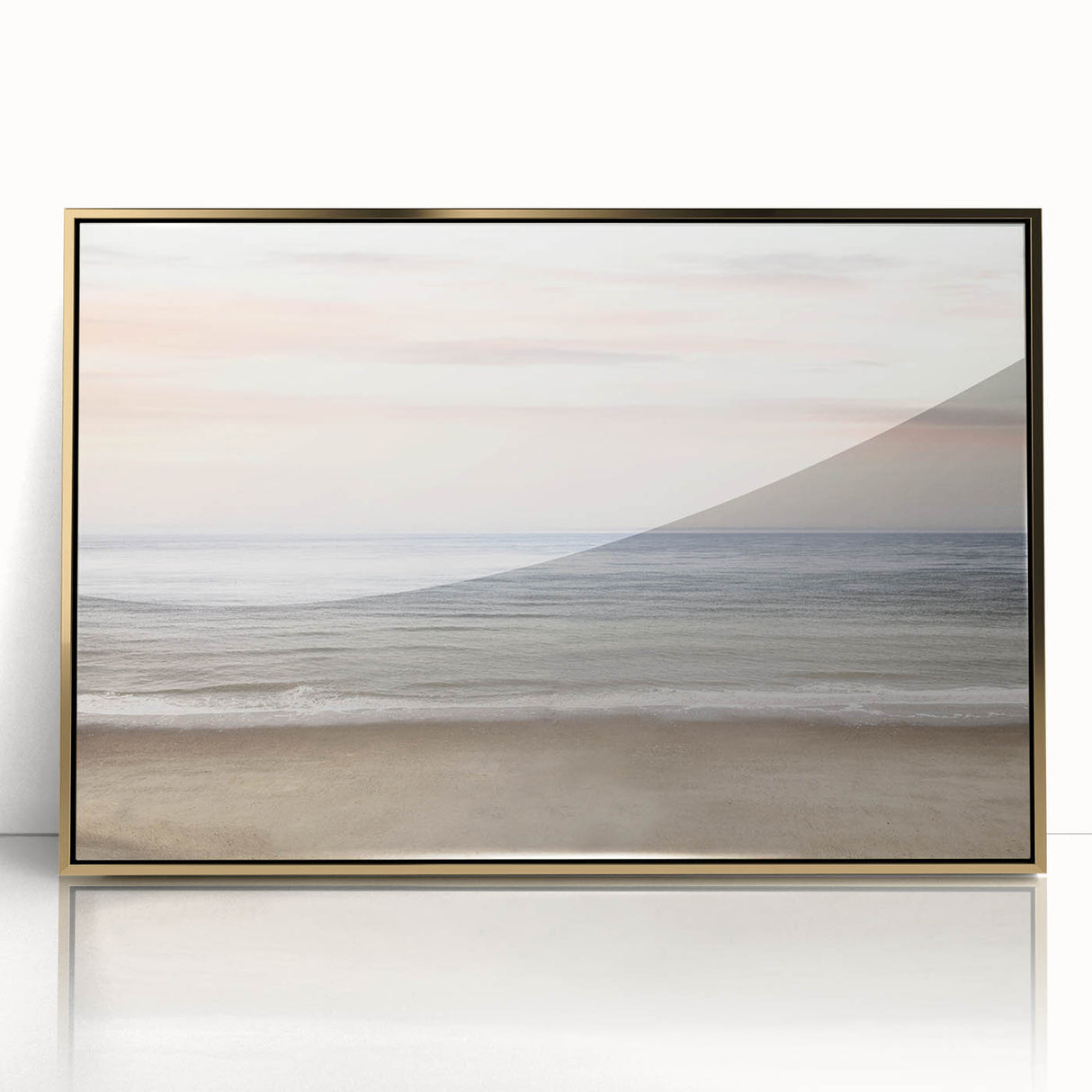 Large acrylic print featuring a mid-century modernist summer design in gold and white tones, suitable for nursery wall art.