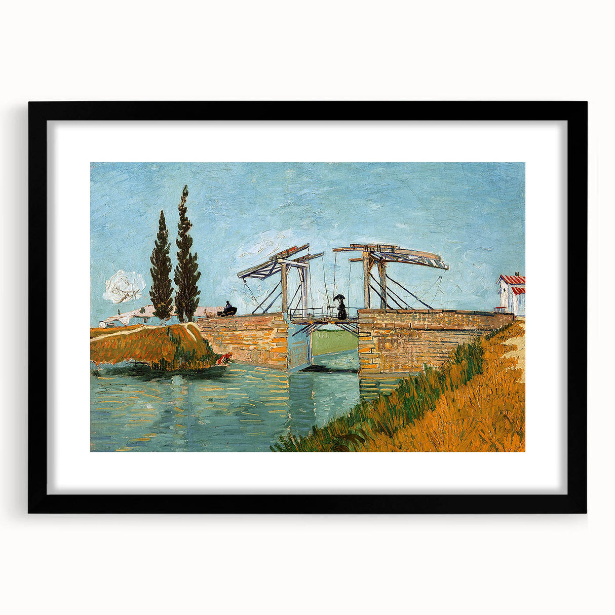 Extra large abstract art print featuring vibrant, colorful textures on a black framed canvas, ideal for living room decor.
