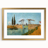 Abstract art print in muted blues and greens, framed in gold, suitable for bedroom or dining room decor.