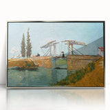 Large art print of Van Gogh's painting in acrylic with a silver frame, featuring mid-century modernist style.