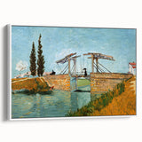 Vintage poster art of Van Gogh on a framed canvas, featuring vibrant colors, ideal for living room decor.