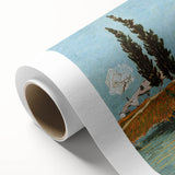 Art Deco style poster of a whimsical garden scene in pastel shades on a rolled canvas, ideal for nursery wall art.