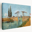 Side view of a large stretched canvas featuring a Van Gogh-inspired abstract design in vibrant blues and yellows.