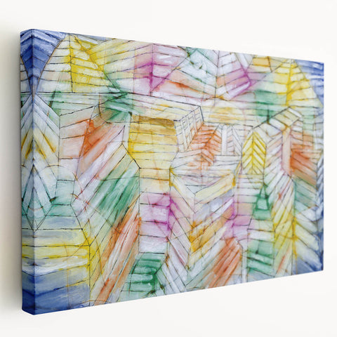 Modern Wall Art: Abstract Geometric Mountain Design with Pastel Tones