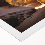A rolled canvas print showcasing a stunning landscape scene with colorful caves, featuring rich textures and vibrant hues, packaged securely in a protective tube.