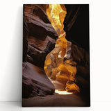 Stretched canvas artwork depicting a serene landscape with cave formations, showcasing vibrant colors and intricate details, ideal for home decor.