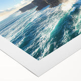 Vibrant rolled canvas depicting a dramatic cliff landscape with rich colors and textures, ideal for enhancing interiors or as a unique wall art piece.