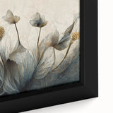 Close-up of framed abstract floral wall art featuring vibrant colors and intricate designs, ideal for modern home decor and enhancing interior aesthetics.