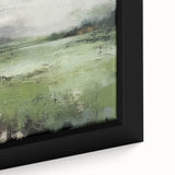 Close-up of an abstract landscape wall art piece, showcasing vibrant colors and intricate textures on a framed canvas, ideal for modern home decor.